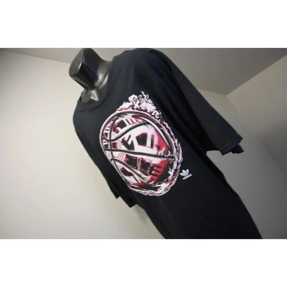 Adidas Tee Shirt Black Basketball Black Short Sleeve‎ Mens Size 3XL